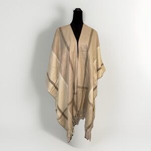 Woolrich Cozy Blanket Wrap Shawl One Size Tan Miranda Plaid Winter‎ MSRP $70